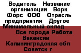 Водитель › Название организации ­ Ворк Форс, ООО › Отрасль предприятия ­ Другое › Минимальный оклад ­ 43 000 - Все города Работа » Вакансии   . Калининградская обл.,Советск г.